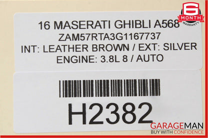 14-17 Maserati Ghibli Front Left Driver Side Lower Bottom Seat Cushion Brown
