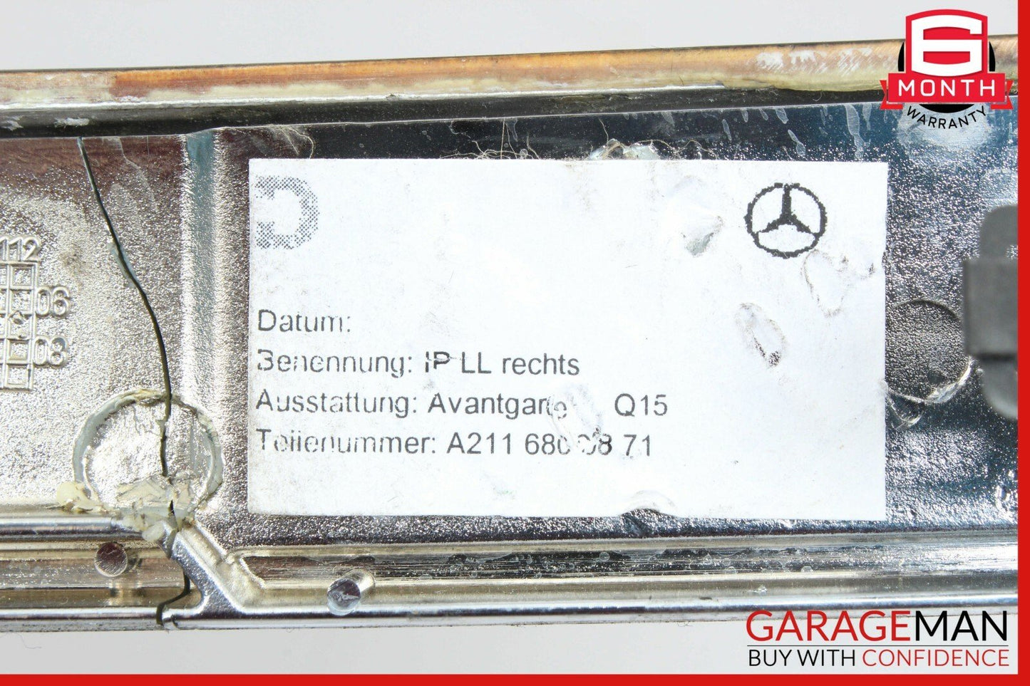 03-09 Mercedes W211 E320 E550 Right Side Dashboard Center Molding Trim Wood