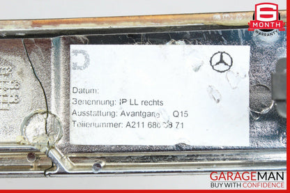 03-09 Mercedes W211 E320 E550 Right Side Dashboard Center Molding Trim Wood