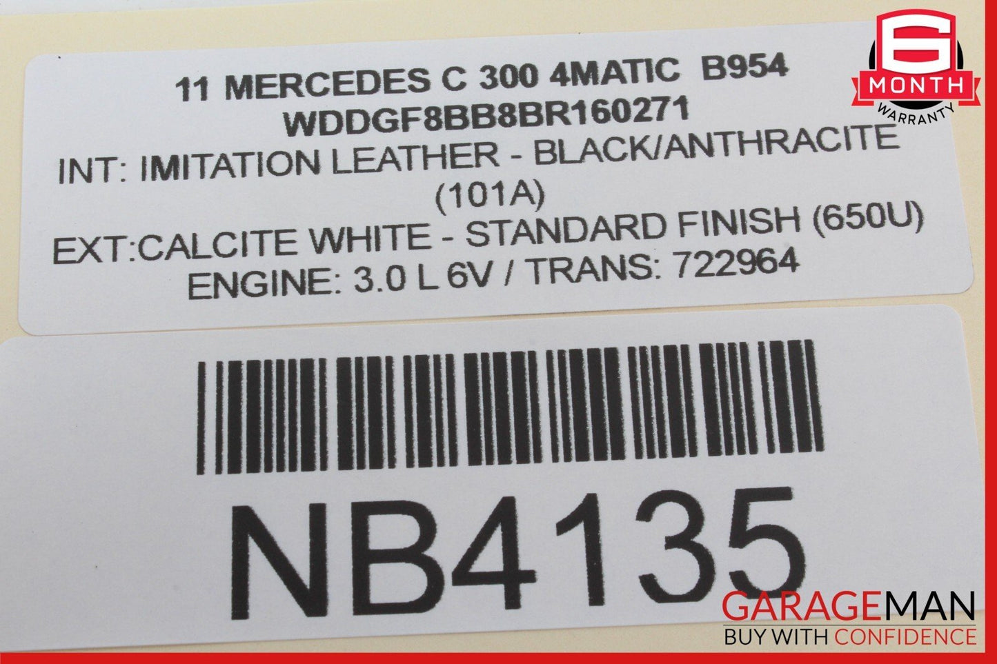 08-14 Mercedes W204 C300 4MATIC Overhead Dome Light Lamp Reading Map Black