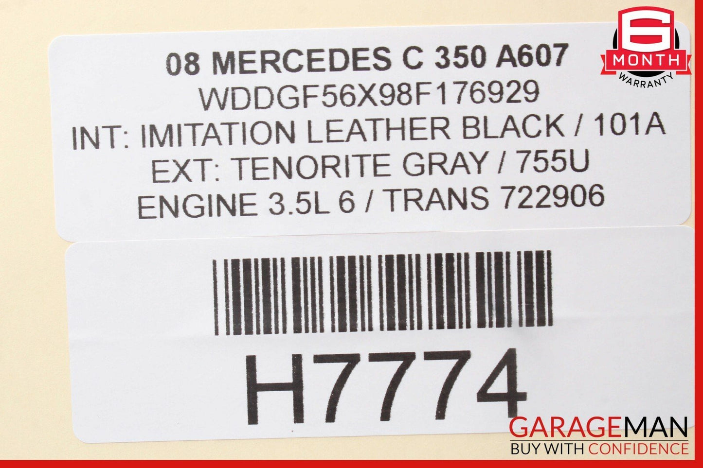 08-11 Mercedes W204 C350 Rear Right Door Lock Latch Actuator w/ Handle Grey
