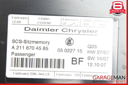 06-09 Mercedes W211 E350 CLS500 Front Right Passenger Seat Control Module OEM