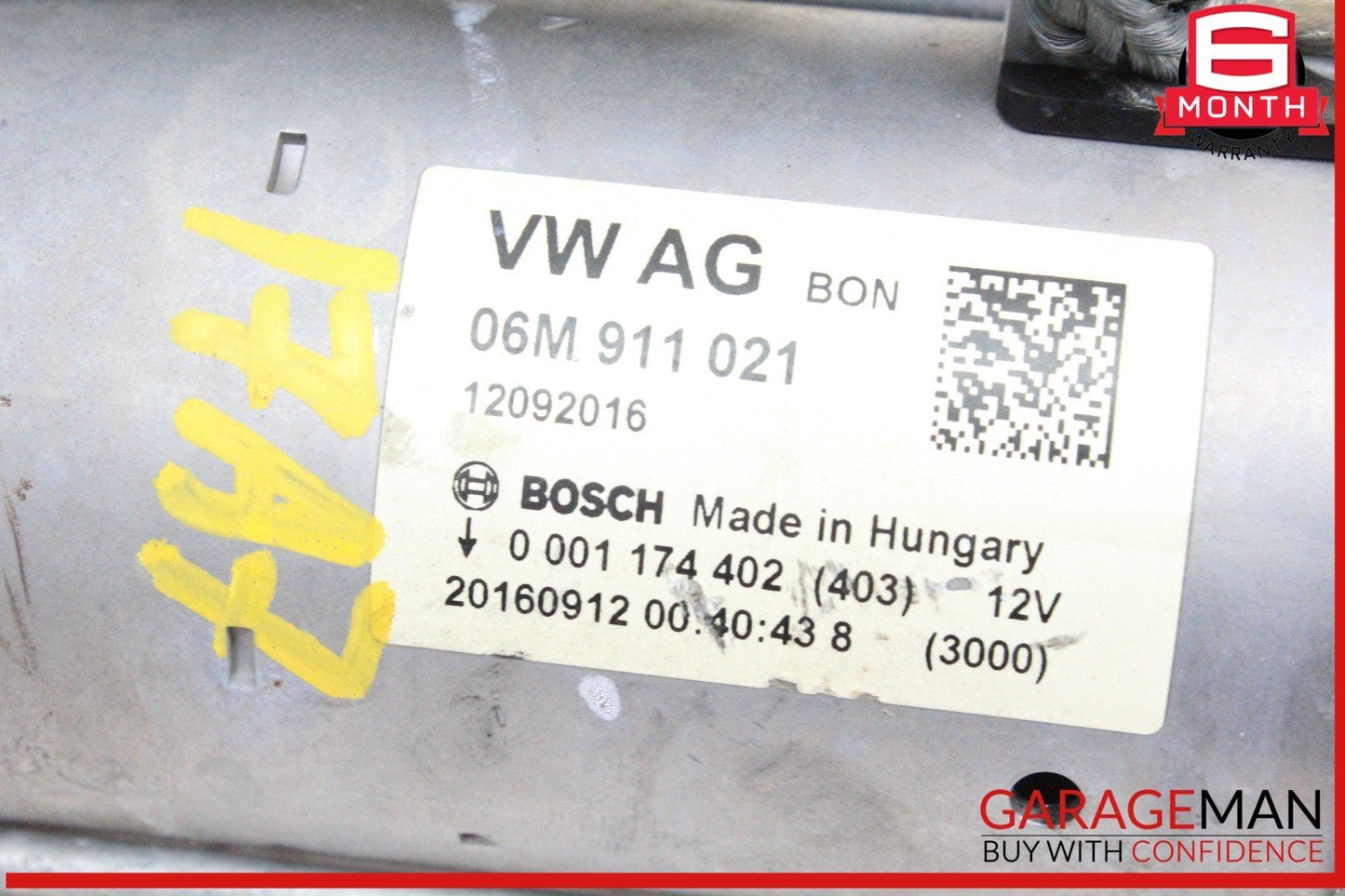 12-18 Audi A7 Engine Starter Motor Bosch 06M911021 OEM