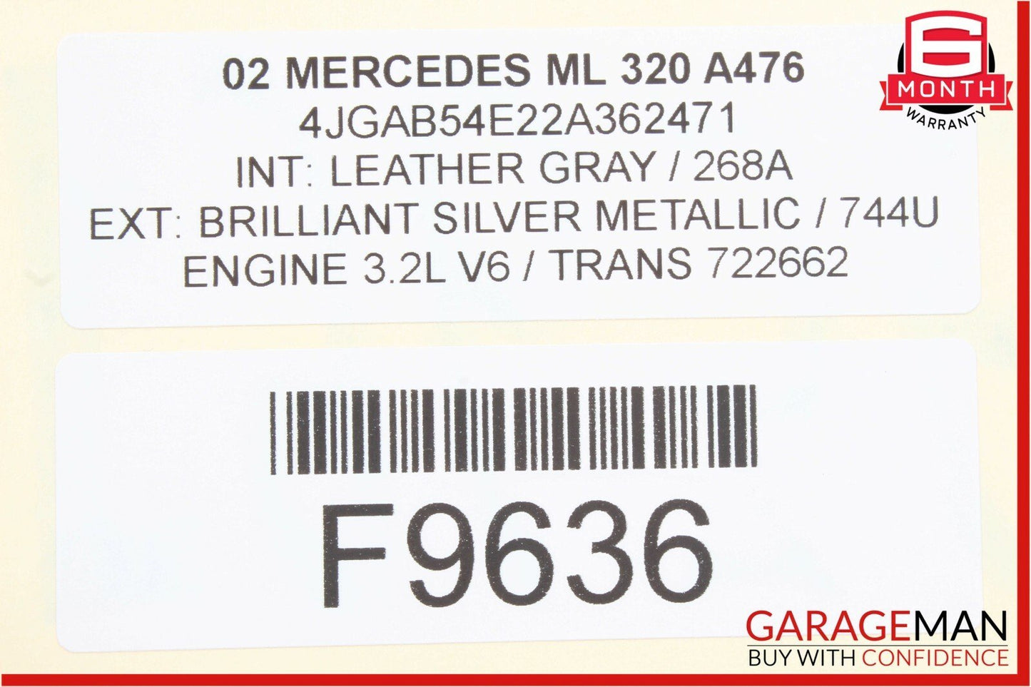 98-05 Mercedes W163 ML320 Right Side Rocker Skirt Molding Moulding Panel Silver
