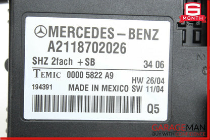 06-11 Mercedes W219 CLS500 CLS550 E550 Heated Seat Computer Control Module Unit