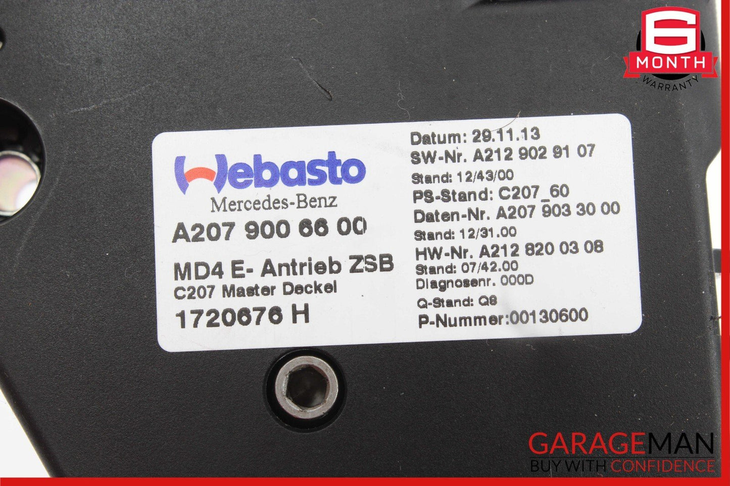 10-17 Mercedes W204 C250 E350 Panoramic Sunroof Sun Roof Motor 2079006600