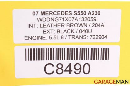 07-09 Mercedes W221 S550 S600 Front Left Driver Side Mirror Door Rear View Black