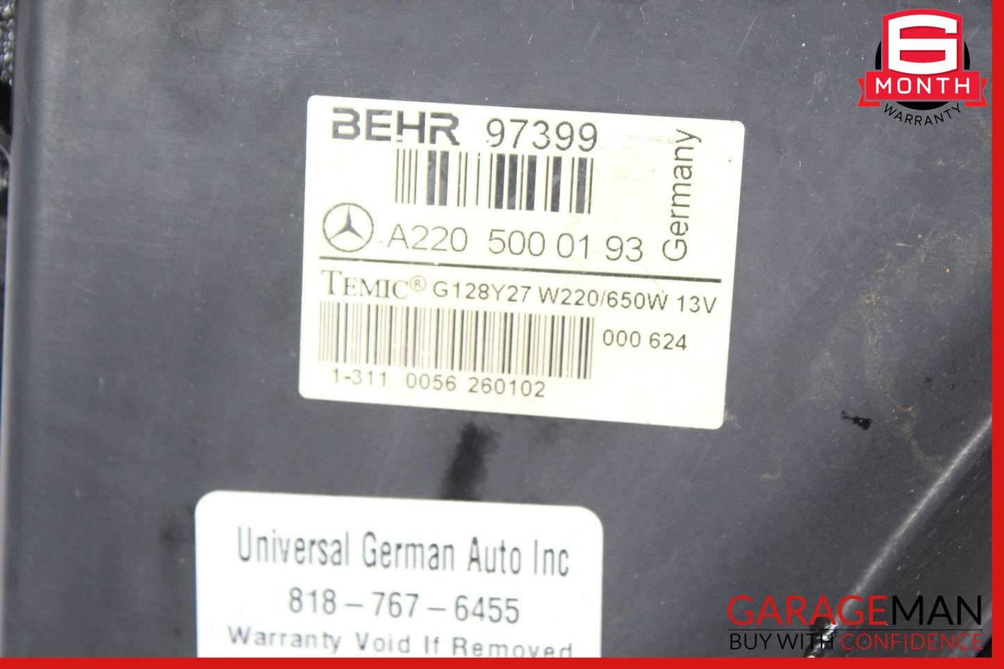 02-06 Mercedes W220 S430 CL500 Engine Motor Cooling Fan Shroud OEM