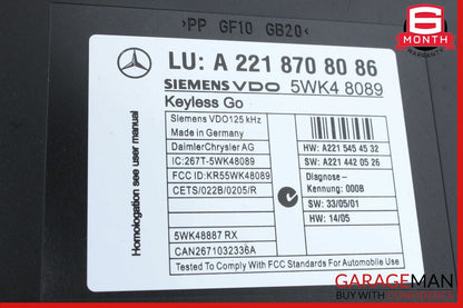 07-10 Mercedes W221 S550 CL600 CL550 Keyless Go Control Module 2218702392 OEM