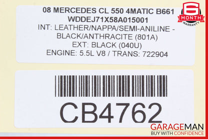 07-09 Mercedes W216 CL550 S600 S63 Rear Trunk Fuse Box Module 2215404762 OEM