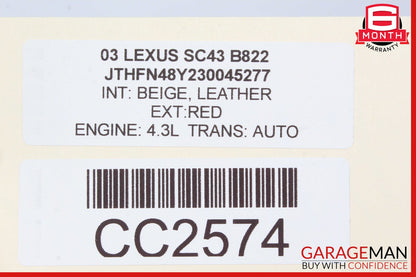 02-10 Lexus SC430 Convertible Rear Windshield Wind Shield Back Window Glass OEM