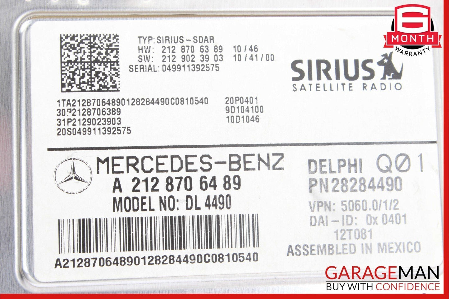 10-17 Mercedes X204 GLK350 CLS550 Sirius Satellite Radio Receiver 2128705689 OEM