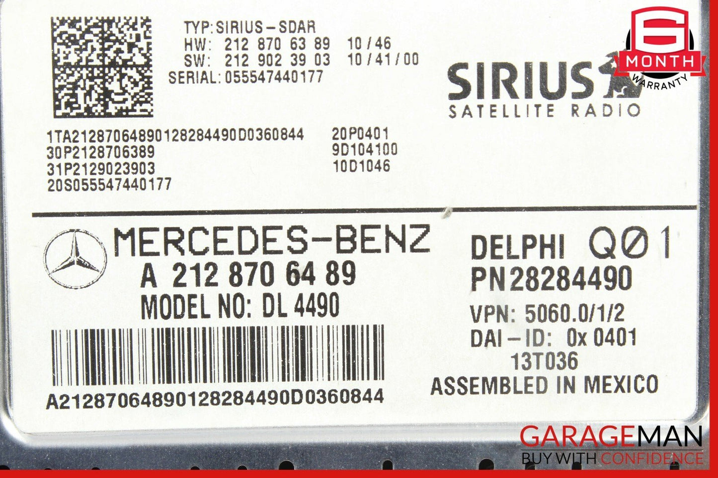 12-14 Mercedes W204 C250 CLS500 Sirius Satellite Radio Receiver Control Module