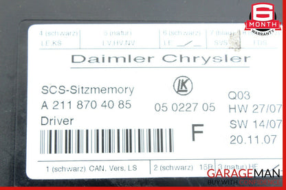 03-11 Mercedes W211 E350 E63 AMG Seat Control Module Front Left 2118704085 OEM