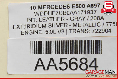 14-16 Mercedes W212 E500 E550 Front Right Side Interior Door Panel Trim Assembly