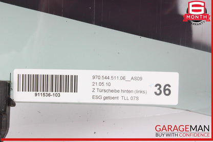 10-16 Porsche Panamera 970 Rear Left Driver Side Door Window Glass OEM