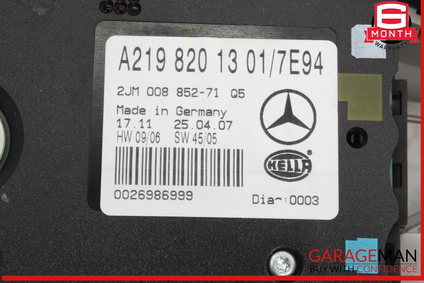 06-11 Mercedes W219 CLS550 CLS500 Dome Light Lamp Switch 2198201301 OEM