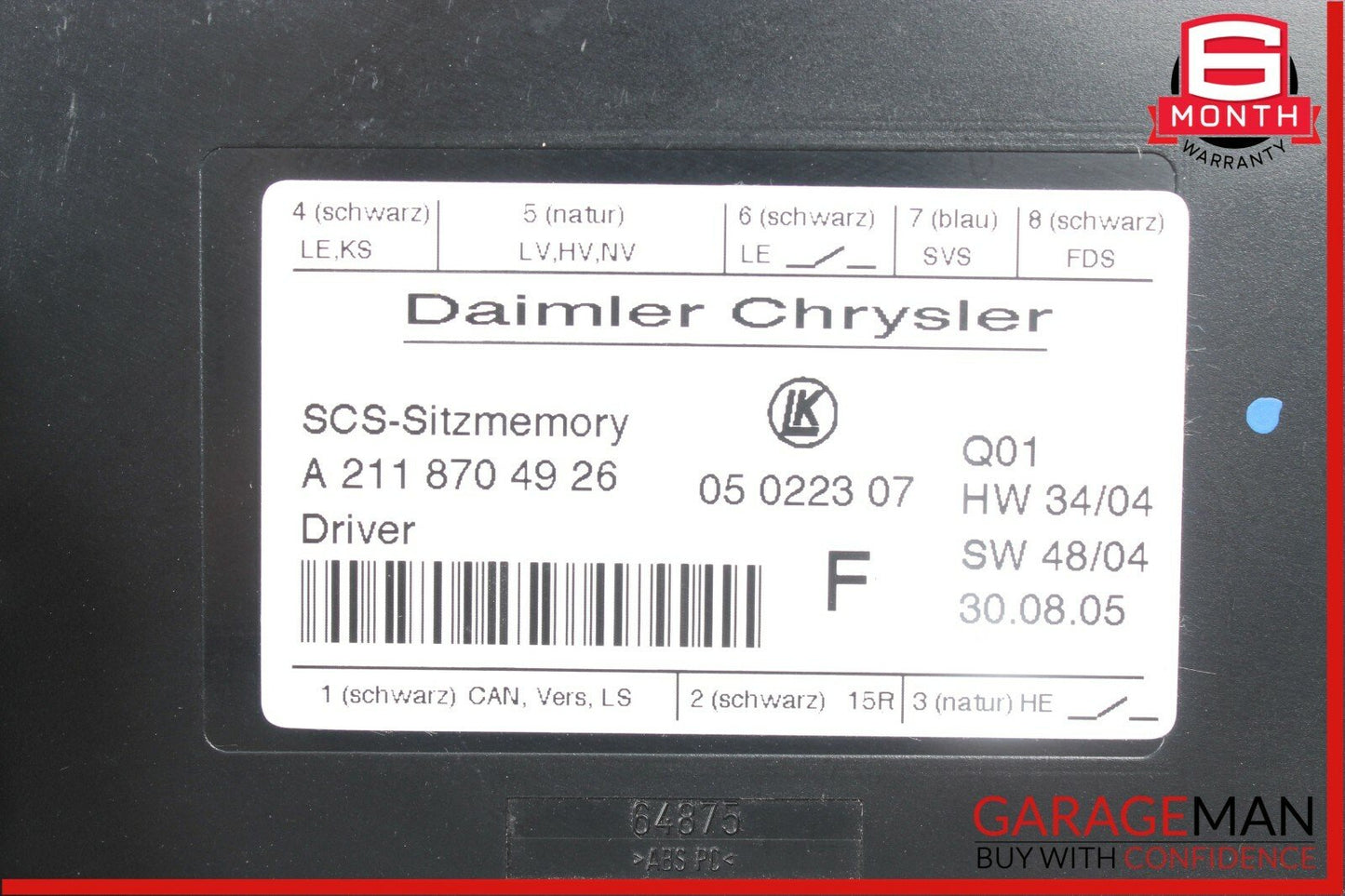 03-11 Mercedes ML350 E350 GL550 CLS500 Front Left Side Seat Control Module Unit