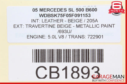 00-08 Mercedes SL500 S55 CL500 Pressure Relief Valve ABC Hydraulic Suspension