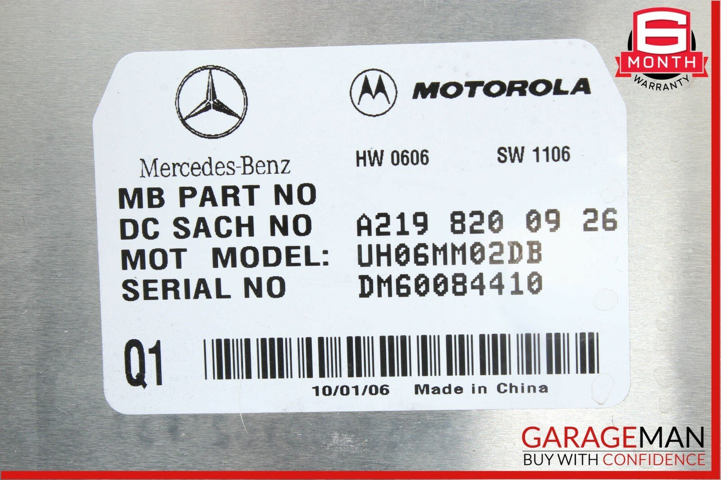 06-09 Mercedes SL550 E350 CLS63 AMG Communication Control Module 2198200926 Q1