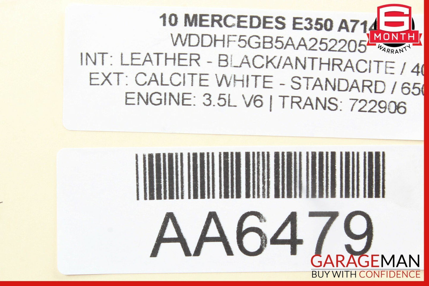 10-16 Mercedes W212 E350 E400 C300 Interior Rear View Mirror Black 2048104217