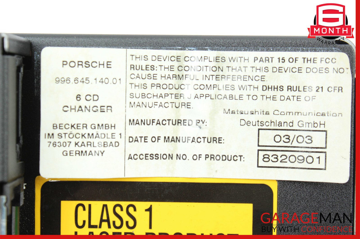 03-06 Porsche Cayenne 955 CD Changer 6 Disk Player 99664514001 OEM