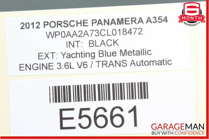 10-15 Porsche Panamera 970 Left Driver Side Engine Cover Trim Panel OEM