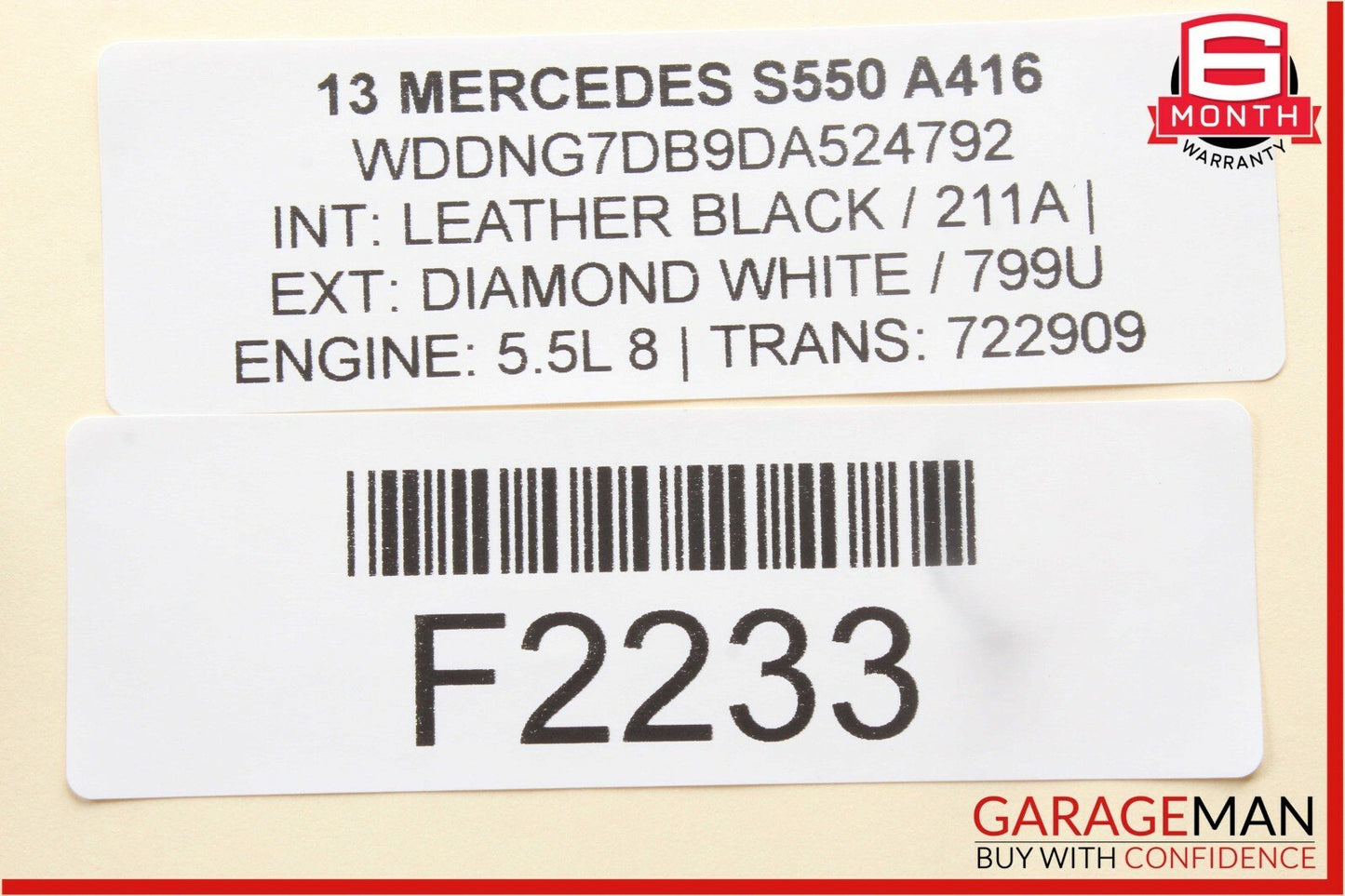 07-13 Mercedes W221 S550 Rear Left Side Exterior Door Handle Keyless Go White
