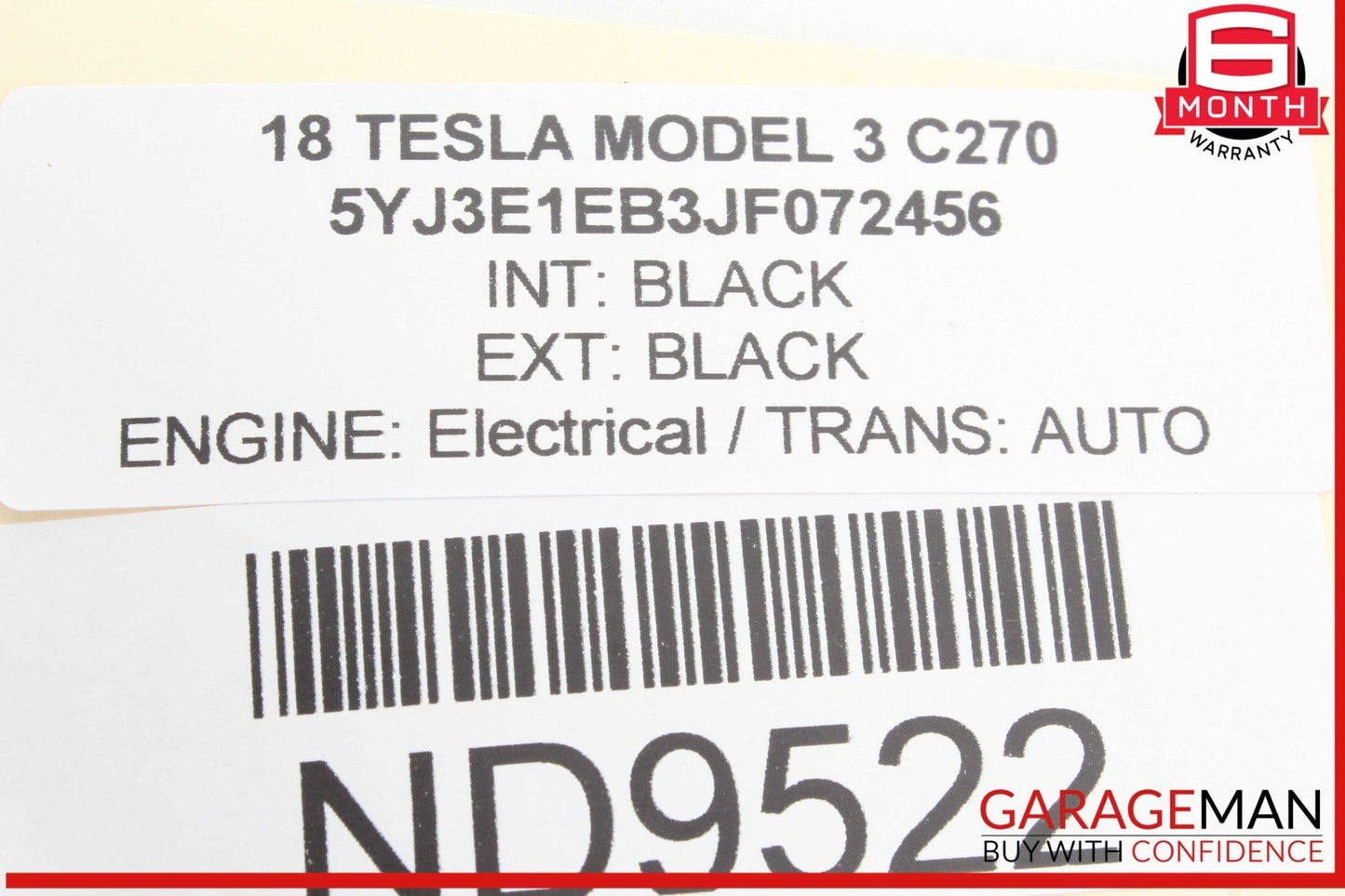 17-23 Tesla Model 3 Front Left and Right Side Head Rest Headrest Set Black OEM
