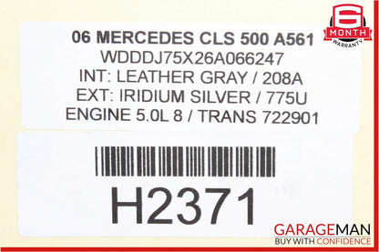 06-11 Mercedes W219 CLS500 Front Right / Left Side Seat Head Rest Headrest Grey