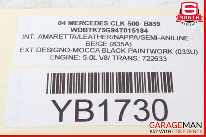 03-09 Mercedes W209 CLK500 Convertible Interior Rear View Mirror Beige 209810181