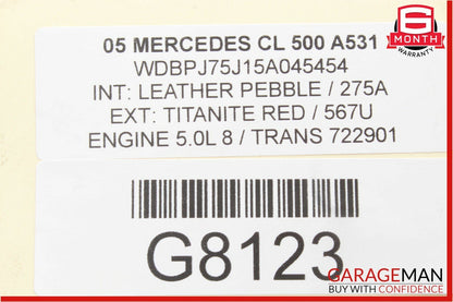 00-06 Mercedes W215 CL500 Front Right / Left Side Seat Head Rest Headrest Beige