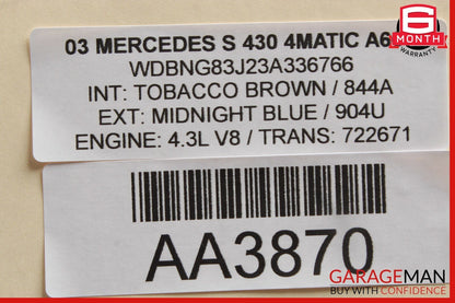 03-06 Mercedes W220 S430 S500 Steering Column Control Switches Assembly Grey OEM