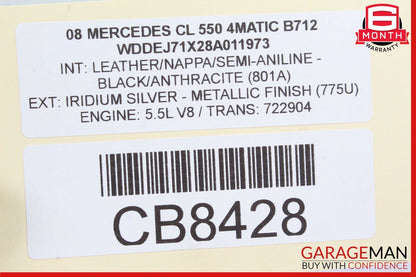 07-14 Mercedes W216 CL550 Rear Center Console AC A/C Air Vent Trim OEM
