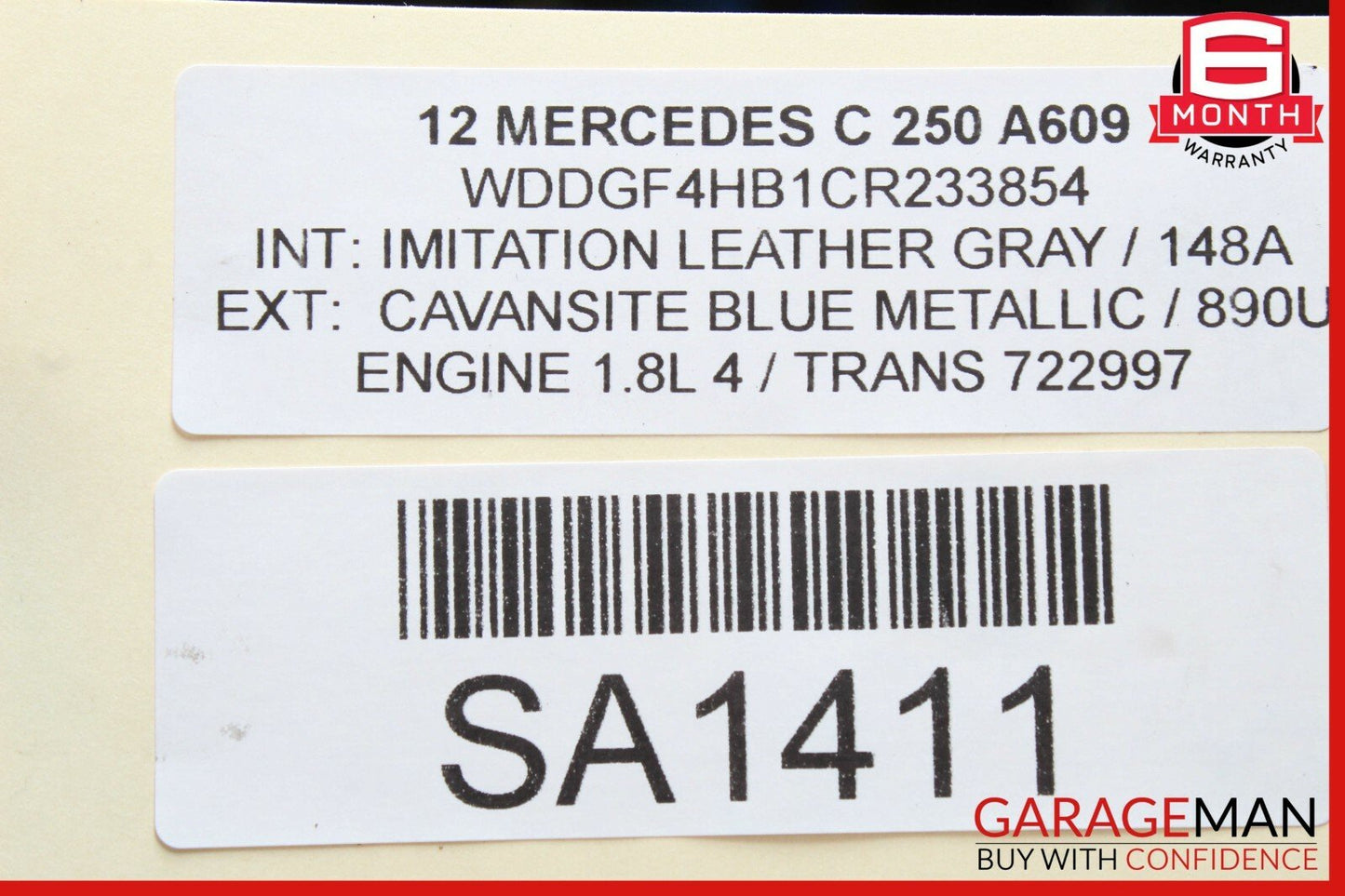 12-15 Mercedes W204 C250 Engine Intake Filter Air Cleaner Filter Box Assembly