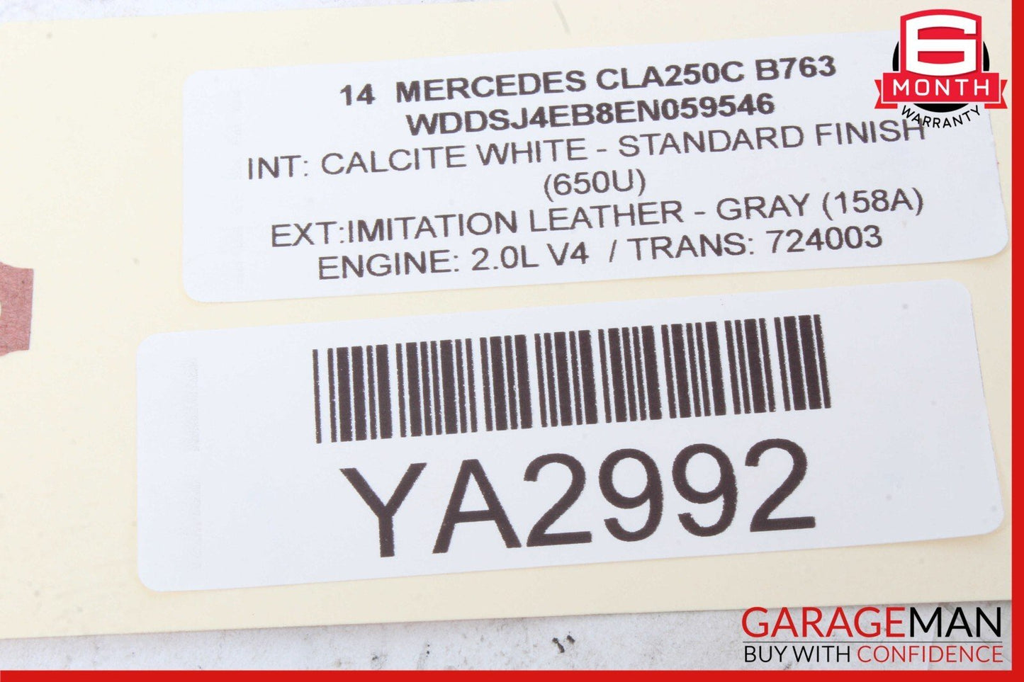 14-19 Mercedes W117 CLA250 Rear Left Side Exterior Door Handle Calcite White