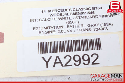 14-19 Mercedes W117 CLA250 Rear Left Side Exterior Door Handle Calcite White