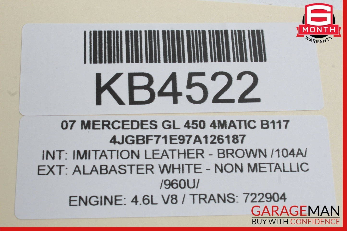 07-16 Mercedes X164 GL450 4MATIC Rear 3rd Third Row Seat Motor Unit OEM