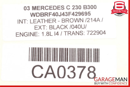 01-07 Mercedes W203 C280 Sachs Front Right & Left Shock Absorber Spring Set RWD