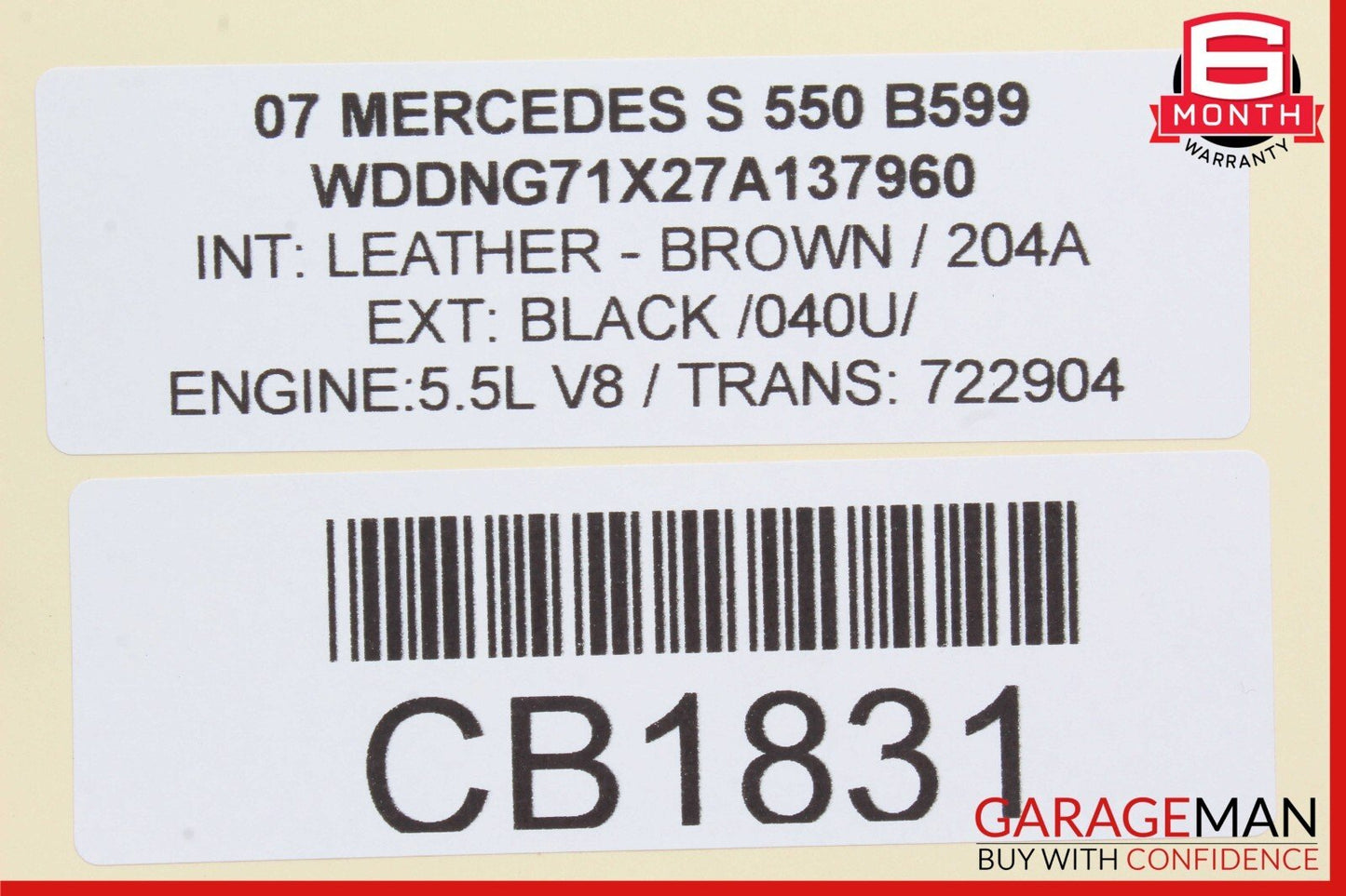 07-09 Mercedes W221 S550 S600 Front Left Driver Side Mirror Rear View OEM