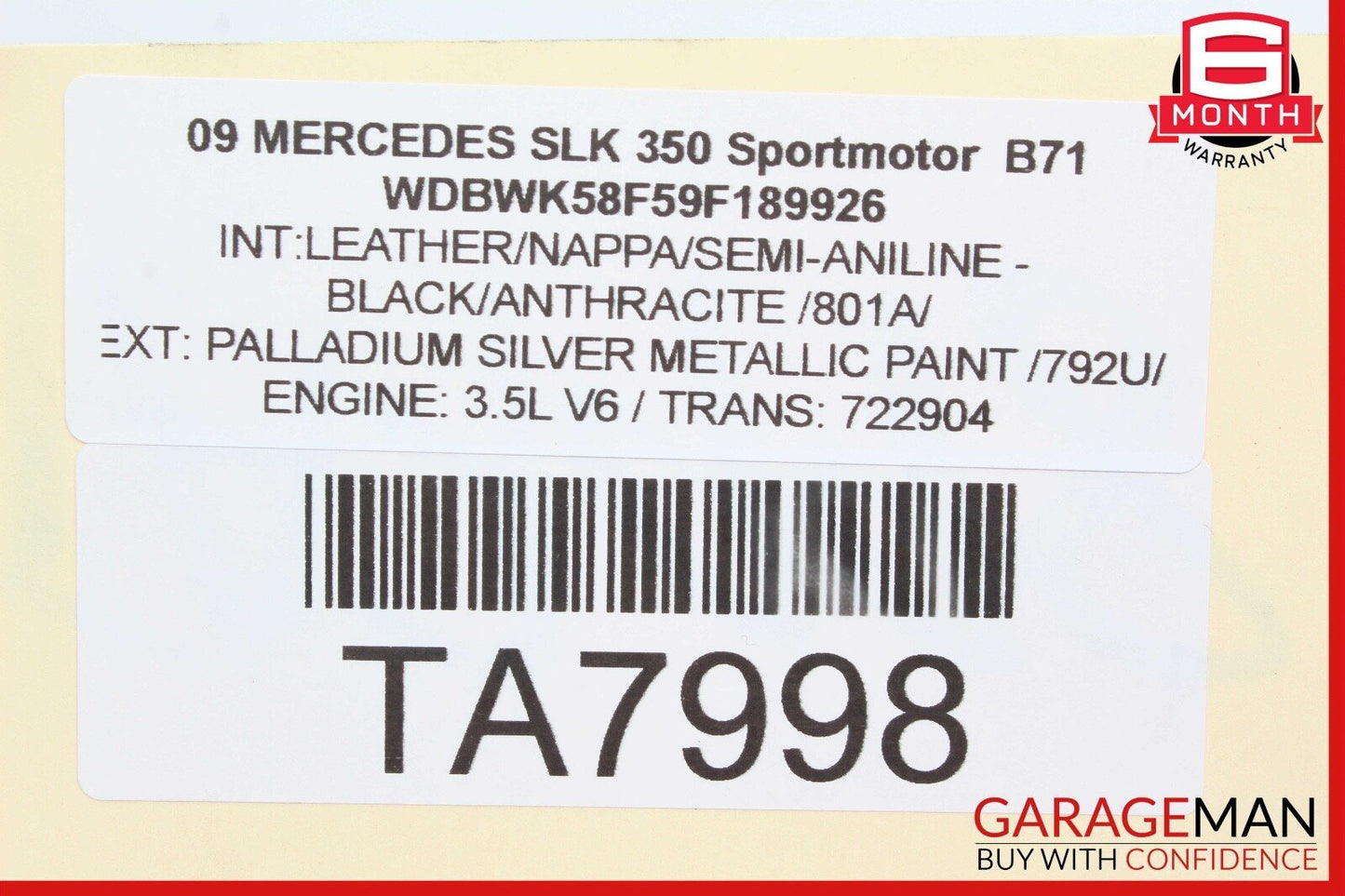 05-11 Mercedes R171 SLK350 Front Left Driver Side Exterior Door Handle Silver