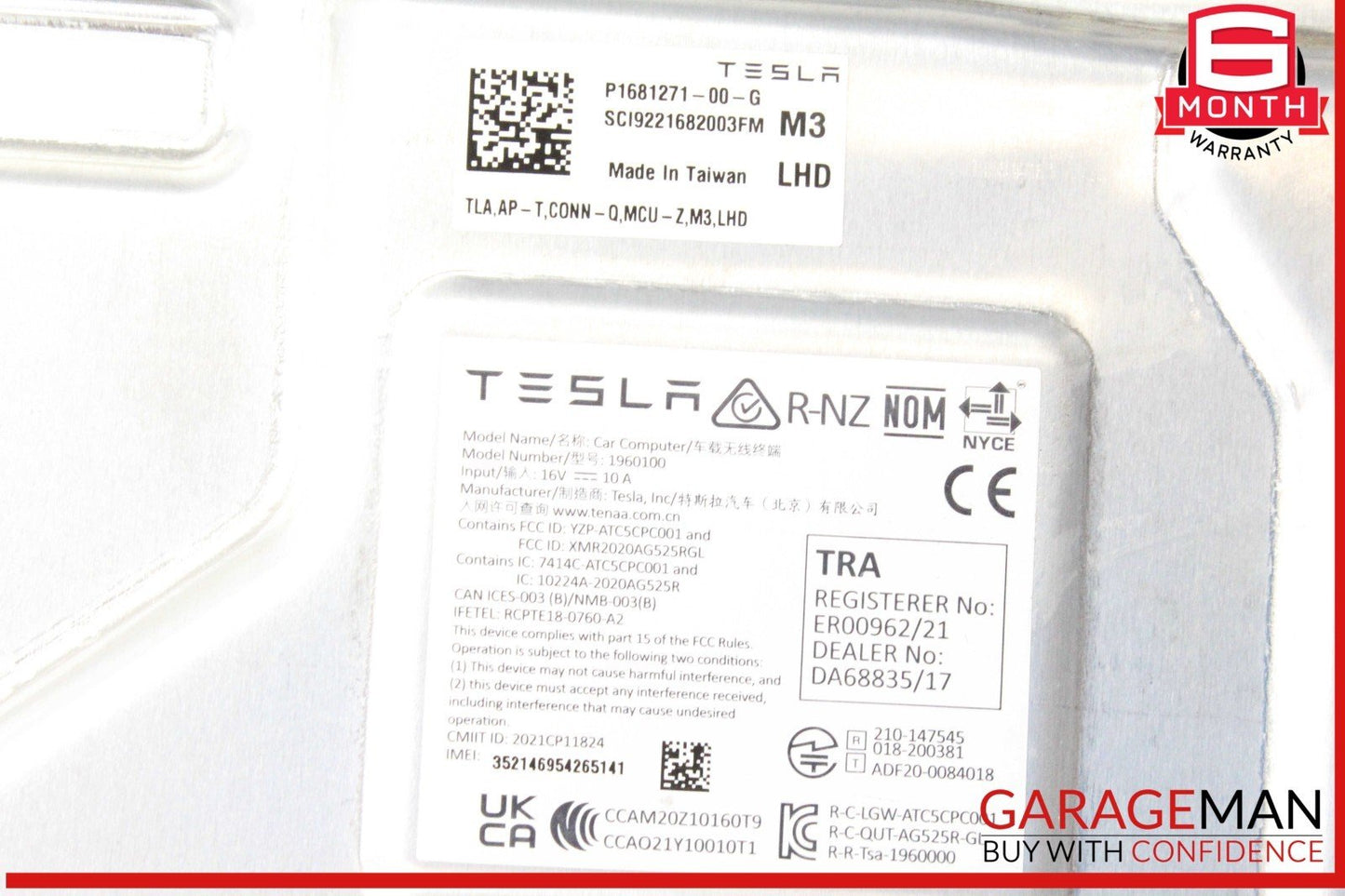 17-23 Tesla Model 3 MCU Media Computer Control Module Unit 168127100G OEM