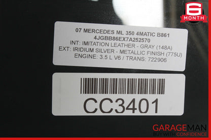 06-11 Mercedes W164 ML350 ML550 Rear Right Side Door Window Auto Glass OEM