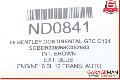 03-18 Bentley Continental GTC Front Left Driver Side Rearward Lower Control Arm