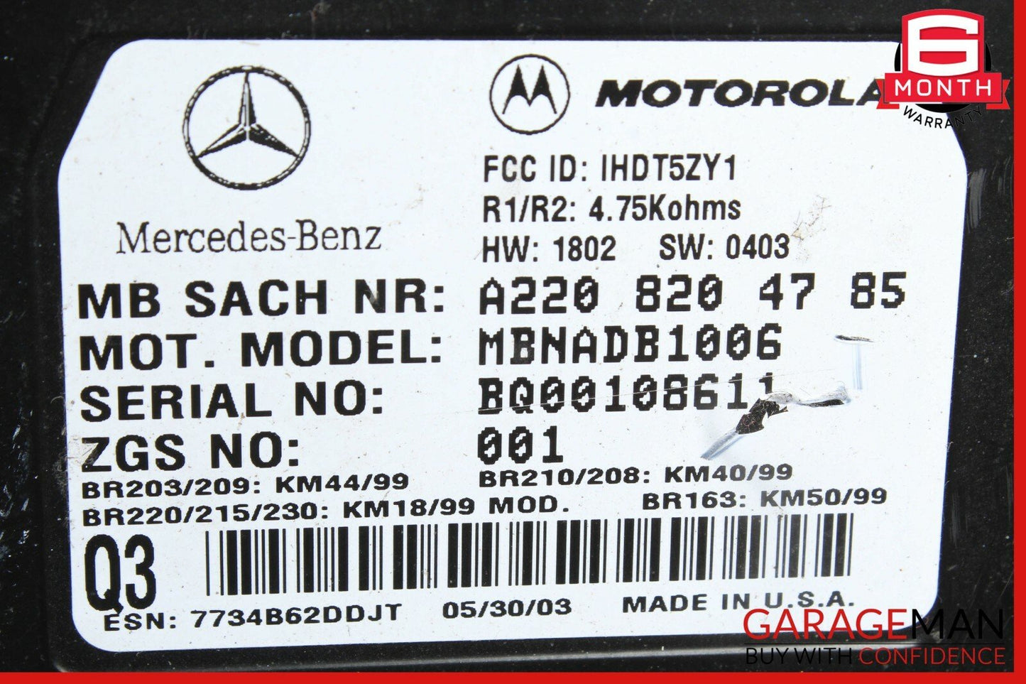 00-06 Mercedes SL500 ML320 S500 CL55 AMG Voice Command Control Module Unit Q3