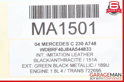 01-04 Mercedes W203 C230 Rear Left Driver Side Exterior Door Handle Green Black