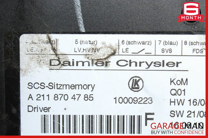 10-12 Mercedes W164 R350 GL450 ML350 Front Left Driver Side Seat Control Module