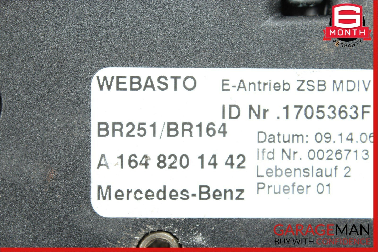 06-12 Mercedes W251 R350 ML450 Panoramic Sunroof Sun Roof Motor 1648201442 OEM