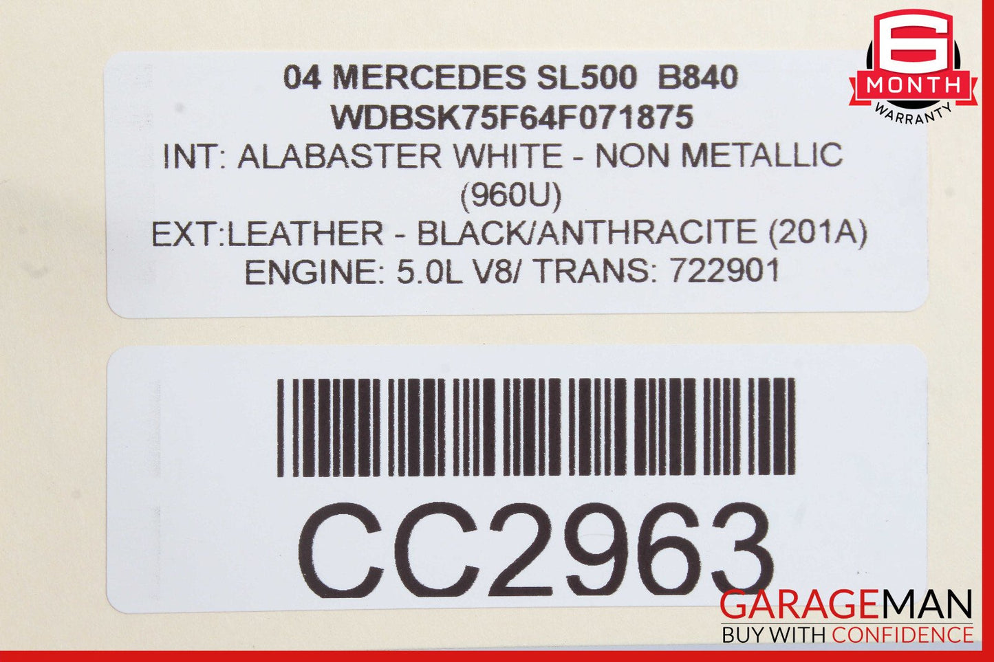 03-12 Mercedes R230 SL550 SL55 AMG Left Driver Side Door Shell Frame Panel OEM