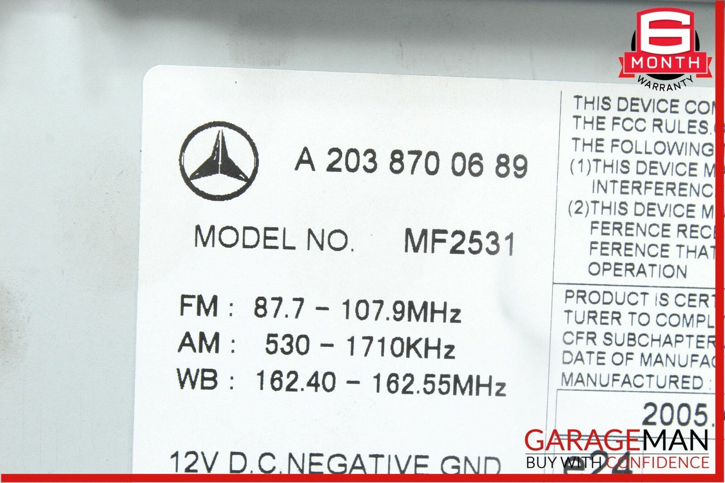 05-07 Mercedes W203 C230 Radio Stereo Audio CD Player Head Unit AM FM MF2531 OEM